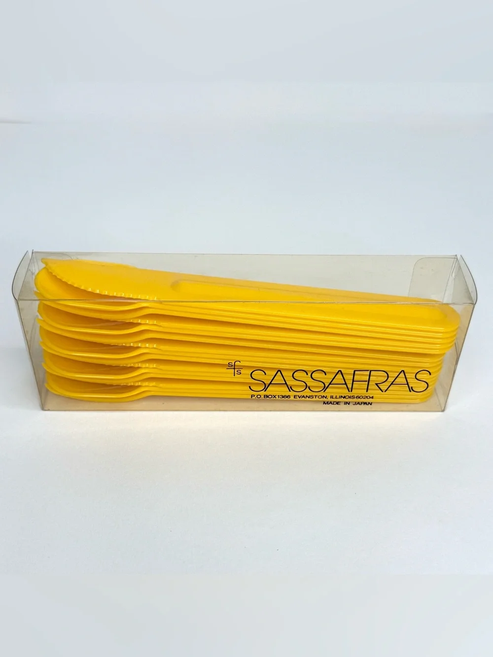 VINTAGE Sassafras Yellow Plastic Reusable Cutlery Set NIB Spoons Forks Knives